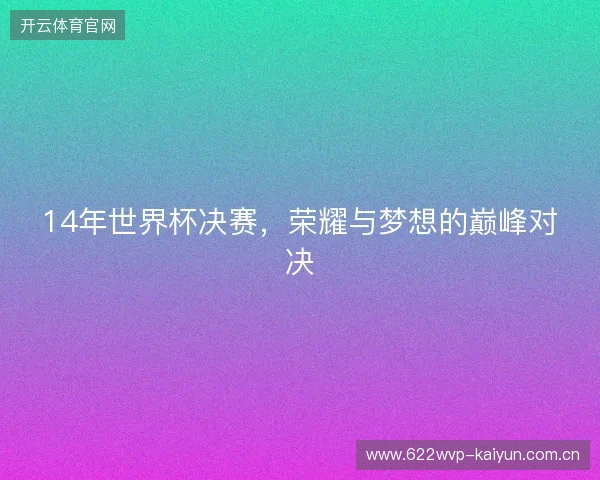 14年世界杯决赛，荣耀与梦想的巅峰对决